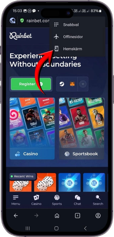 Rainbet lägg till ikon