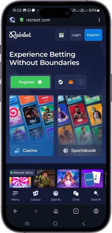 Rainbet startsida