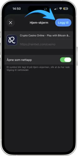 Bekreft navnet på Rainbet-snarveien din