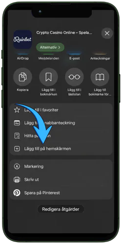Rainbet app iphone lägger till på skrivbordet