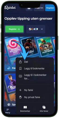 Rainbet iPhone jakopainikeeta