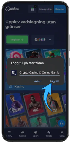 Rainbet official app ange etikettnamnet